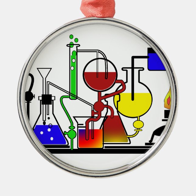 LAB WARE - LABORATORY  GLASSWARE MAD SCIENTIST METAL ORNAMENT (Front)