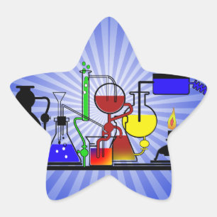 LAB WARE - LABORATORY  GLASSWARE MAD SCIENTIST STAR STICKER