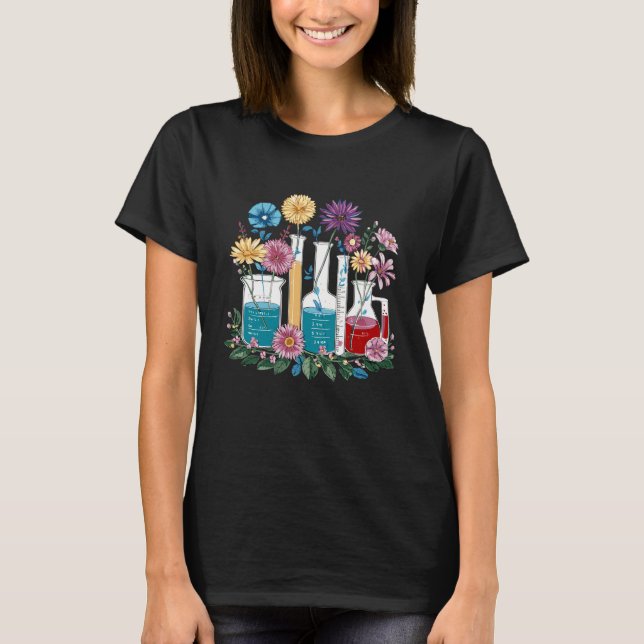 Lab Week Floral Chemistry – Fun Science T-Shirt (Front)