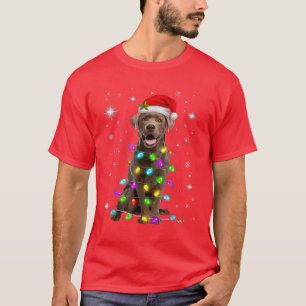 Lab Xmas Chocolate Labrador Santa Hat Christmas Fa T-Shirt