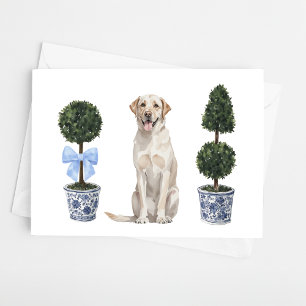 Lab - Yellow Lab Watercolor Dog Puppy Chinoiserie  Card