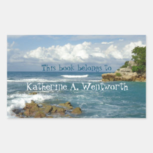 Labadie Seascape Personalised Bookplate Rectangular Sticker