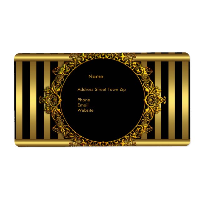 Label Address Black Gold Stripe (Front)