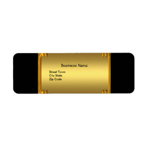 Label Business Elegant Black Gold Frame Return Address Label