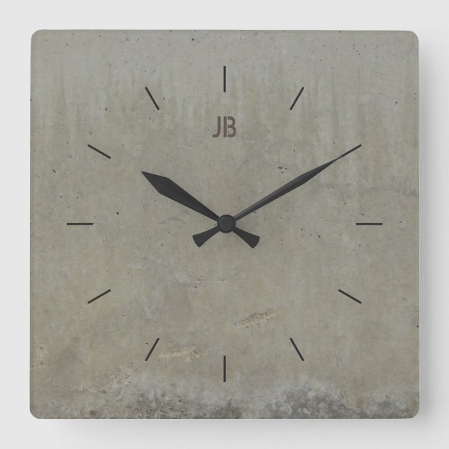 LABEL CONCRETE SMOOTH | industrial decor Square Wall Clock (Front)