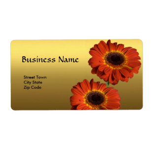 Label Elegant Personal Business Gold Orange Flower