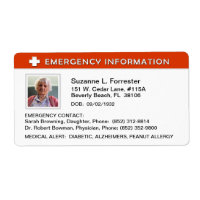 Label - Emergency Info Contact and Medical ID