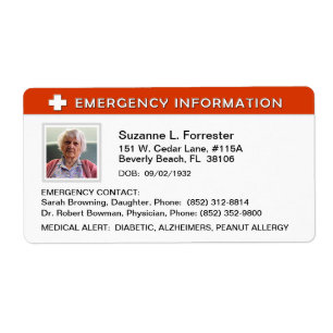 Label - Emergency Info Contact and Medical ID