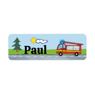 Label - fire truck return address label