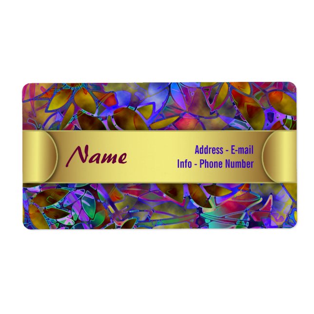 Label Floral Abstract Stained Glass (Front)