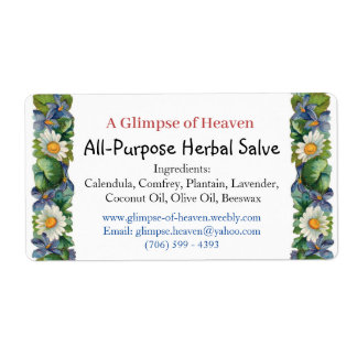 Label for a bottle of salve