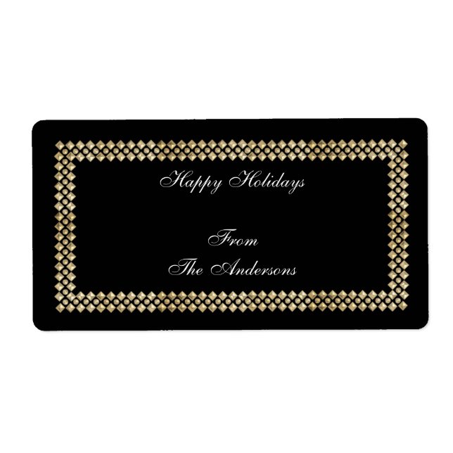 Label Gift Sticker Gold Trim on Black (Front)