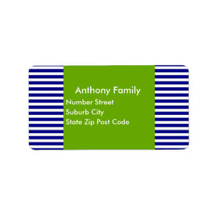 Label Green & Navy White Stripe