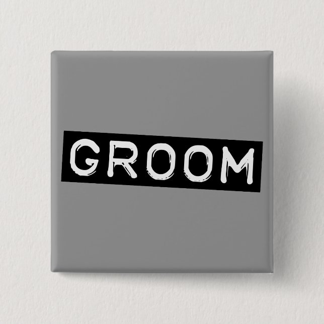 Label Groom 15 Cm Square Badge (Front)