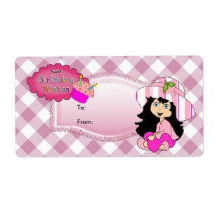 Label Kids Gift Tag Birthday Pink