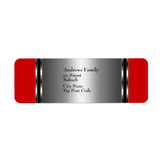 Label Red & Silver Simple Return Address Label