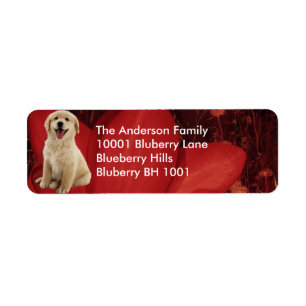 Label Return Address Golden Retriever & Flowers Return Address Label