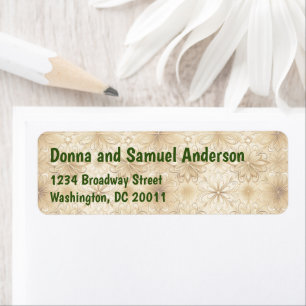 Label to Holiday Letter with Photo - Gold Floral Return Address Label