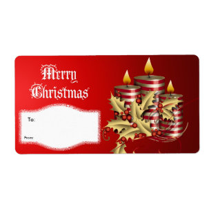 Label Xmas Gift Christmas Red Candles