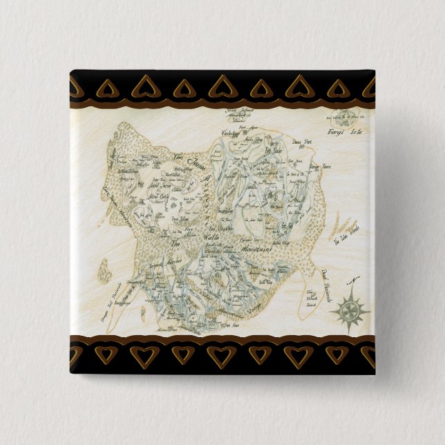 Labelled Map of Trino 15 Cm Square Badge (Front)