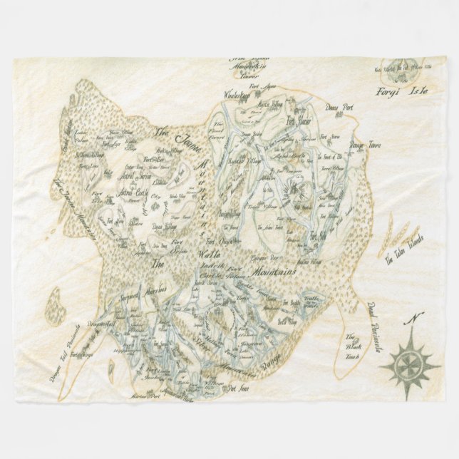 Labelled Map of Trino Fleece Blanket (Front (Horizontal))