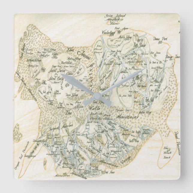 Labelled Map of Trino Square Wall Clock (Front)