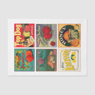 labels 21 10x15 Vintage Food Decoupage Tissue Paper