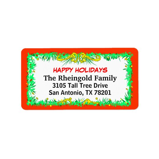Labels - Christmas -Red Border Family Label