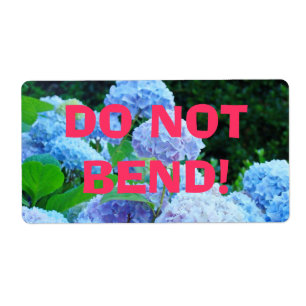 Labels DO NOT BEND! stickers Blue Hydrangeas