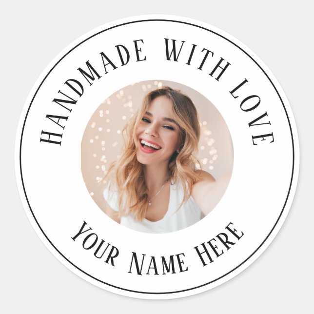 Labels handmade with love custom name text photo (Front)