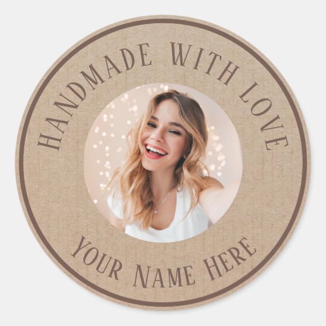 Labels handmade with love custom name text photo (Front)