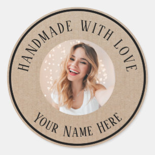 Labels handmade with love custom name text photo