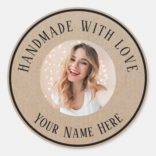 Labels handmade with love custom name text photo (Front)