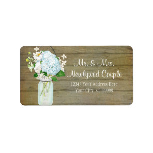 Labels Rustic Country Mason Jar Blue Hydrangeas