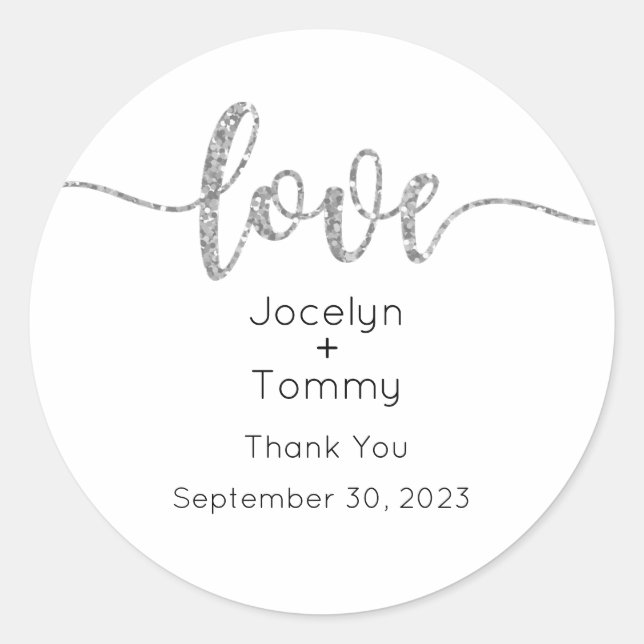 Labels, Script, Love Classic Round Sticker (Front)