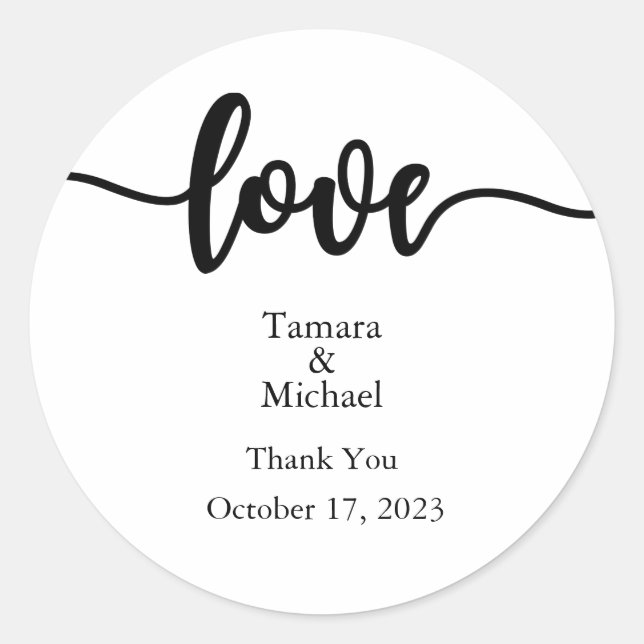 Labels, Script, Love Classic Round Sticker (Front)