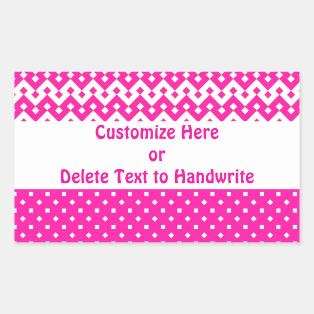 Labels to Customise, Candy Pink Geometric Pattern (Front)