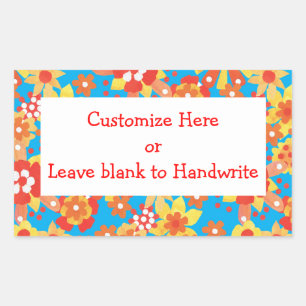 Labels to Customise, Ditsy Orange Floral Pattern