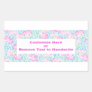 Labels to Customise, Pink Roses, White Butterflies