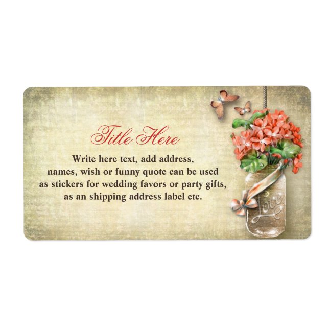 labels with mason jar rustic burlap background (Front)