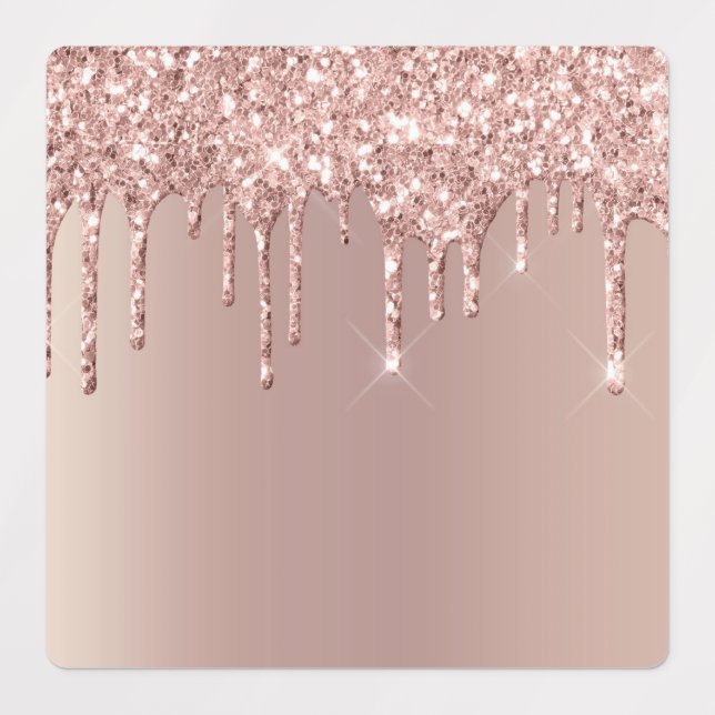 Labels with Rose Gold Blush Glitter Sparkle Drips (Design 3)