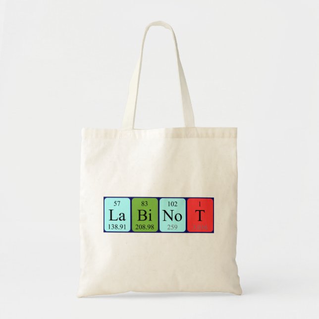 Labinot periodic table name tote bag (Front)