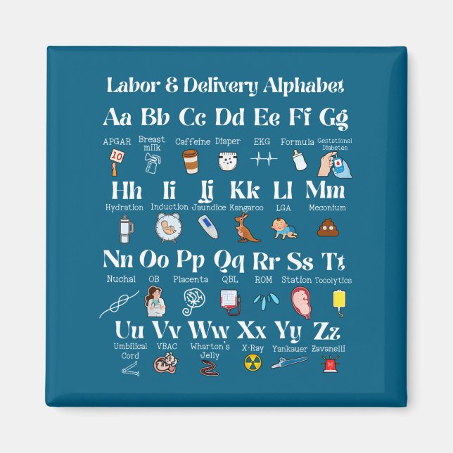 Labor And Delivery Alphabet Nurse New Nurse Gradua Magnet (Front)