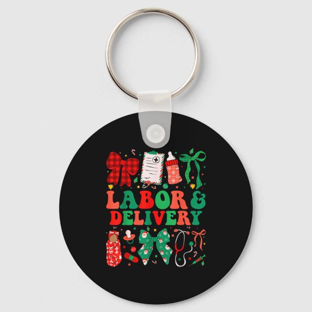 Labor And Delivery Nurse Christmas L&amp;d Nursing Key Ring (Front)