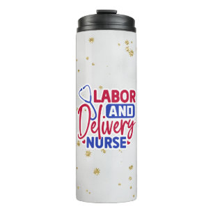 Labor and Delivery Nurse Gray Sparkle Thermal Tumbler