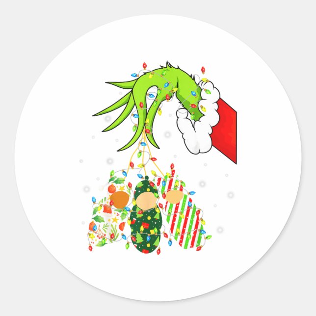 Labor And Delivery Nurse Merry Christmas Xmas Ligh Classic Round Sticker (Front)