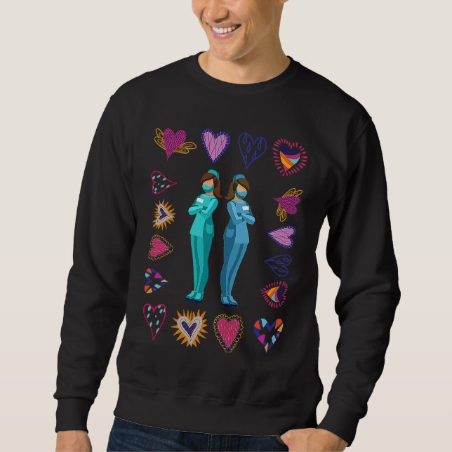 Labor And Delivery Nurse Valentines Day Stethoscop Sweatshirt (Front)