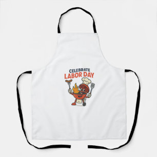 Labor Day BBQ Party Cartoon – Grill Master Time! Apron