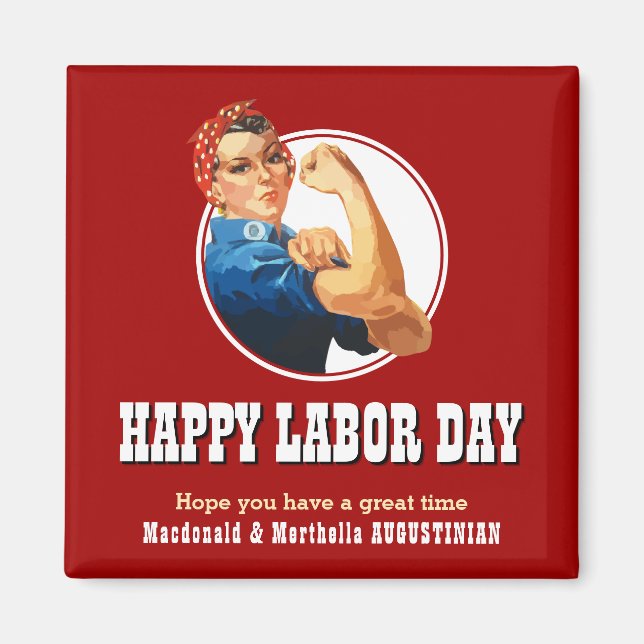 LABOR DAY BBQ Rosie Riveter Magnet (Front)