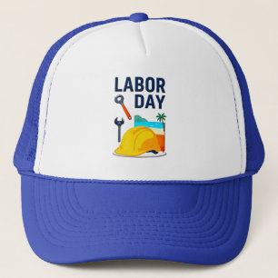 Labor Day Construction Worker Helmet Design Trucker Hat